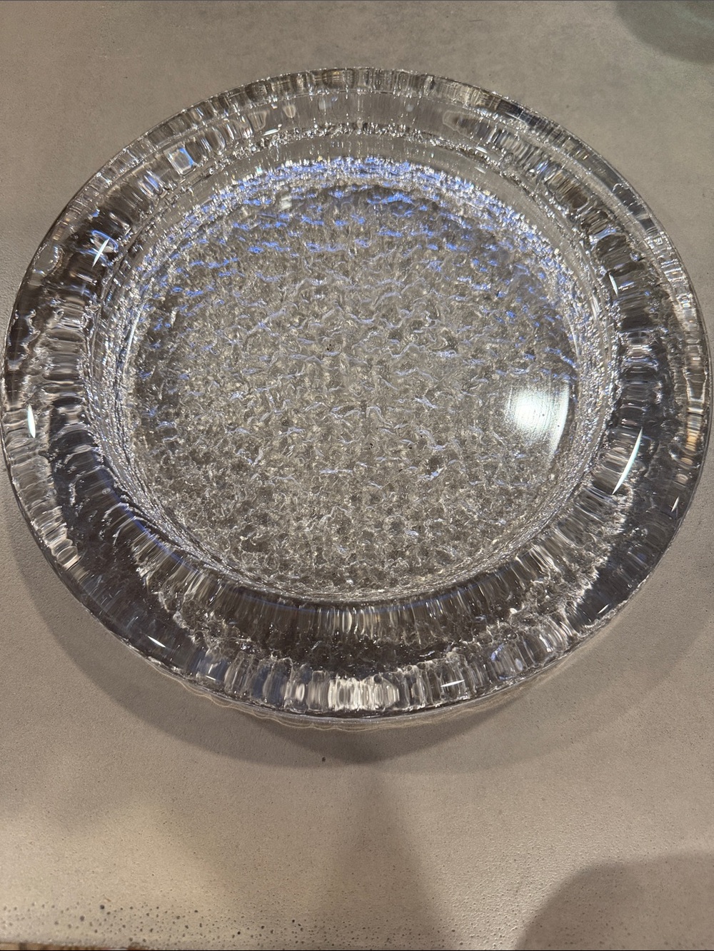 Vintage Iittala Riite Art Glass Bowl with Textured Bottom
